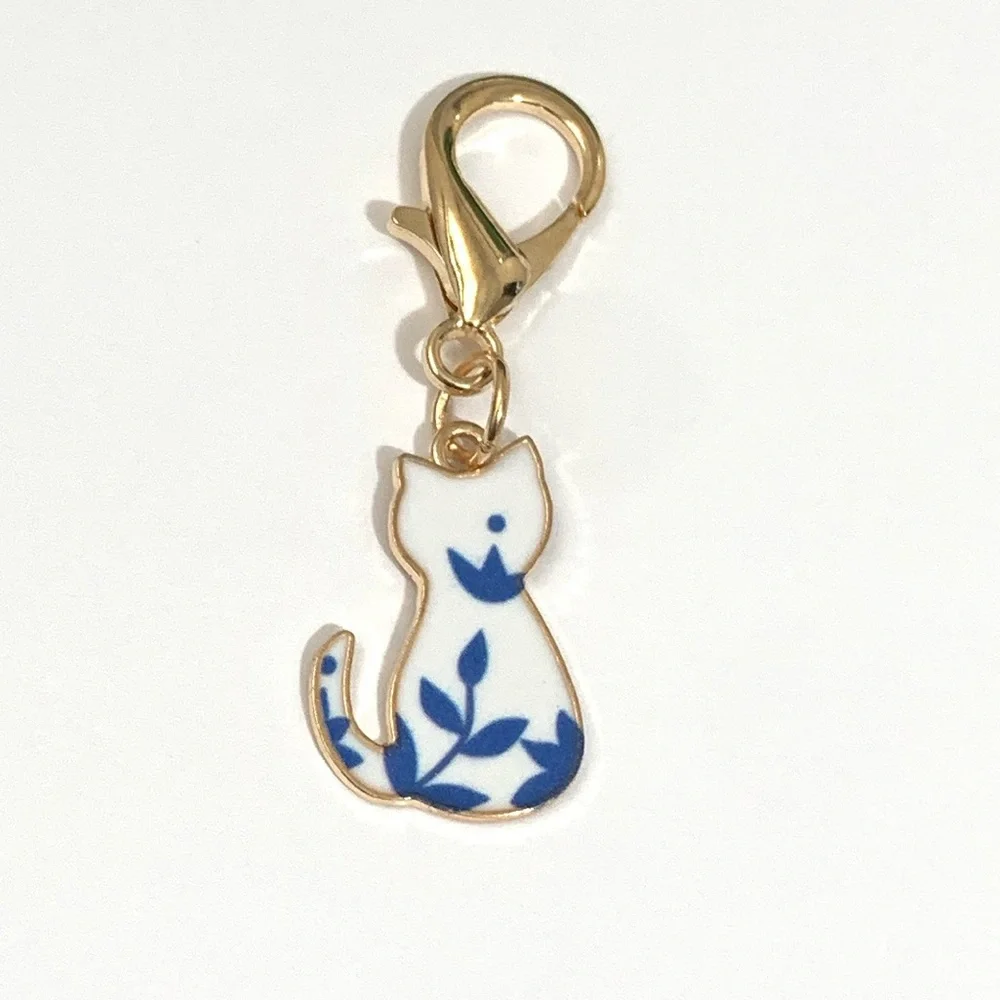 New Gold and Blue Cat Charm